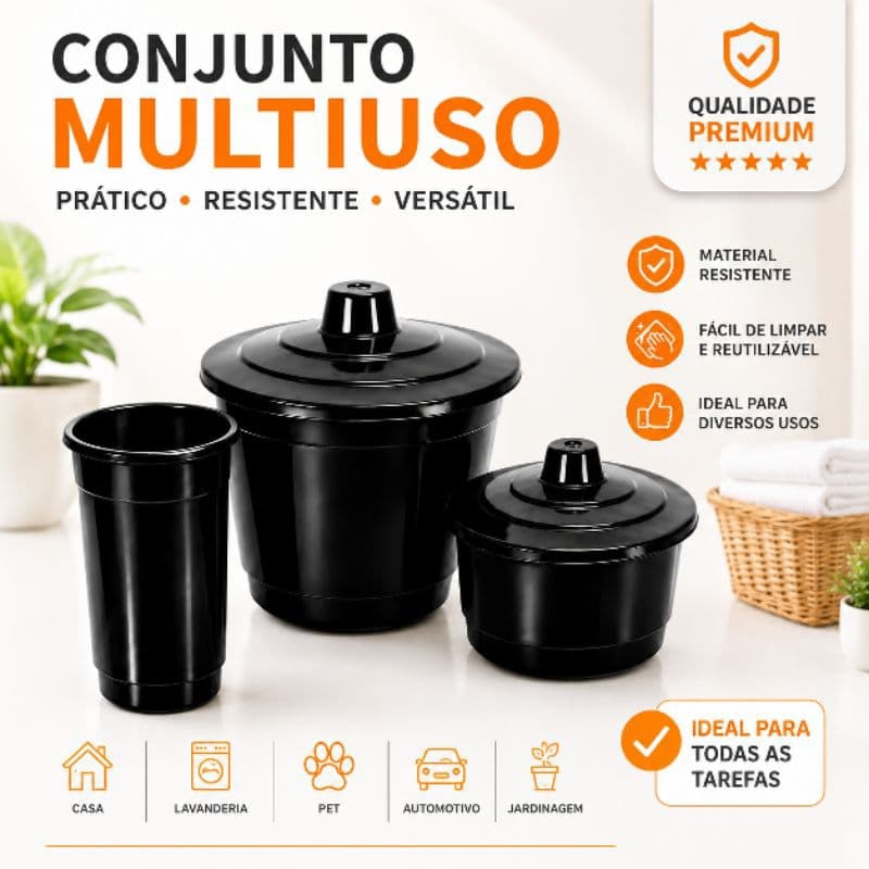 Kit Pia Completo 3 em 1 Rosa com Tampa Preta | Lixeira de Pia + Porta Detergente + Porta Esponja  Organizador de Cozinha
