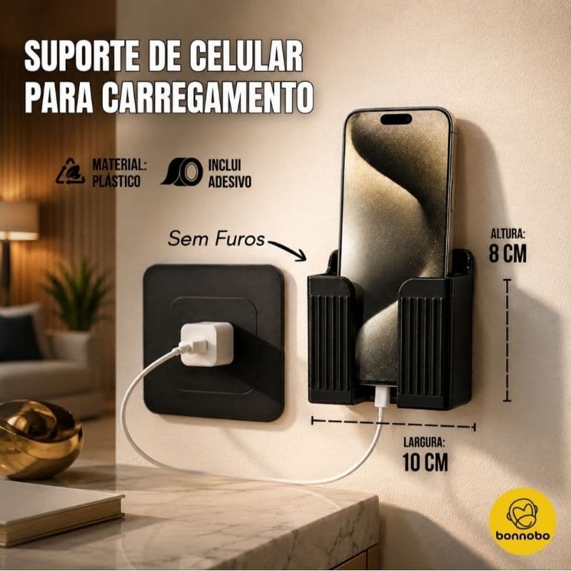Suporte de Celular de Parede – Porta Celular Decorativo Organizador de Ambiente com Fita Dupla Face.