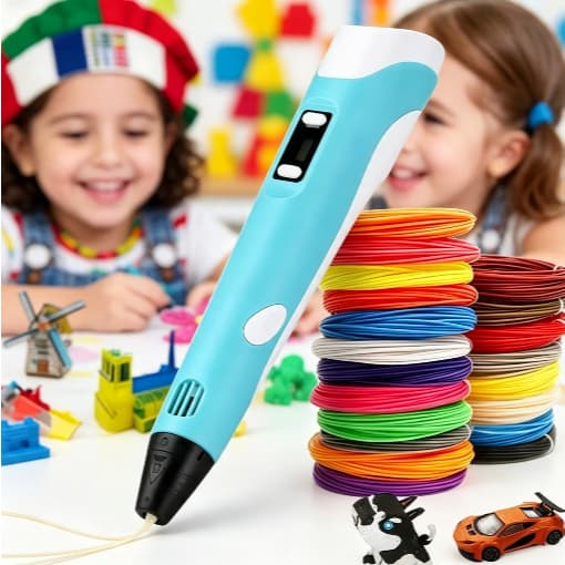 Caneta 3D Desenho DIY com Tela LCD Compativel com Filamento PLA Kit Criativo para Criancas e Adultos Azul Presentes para