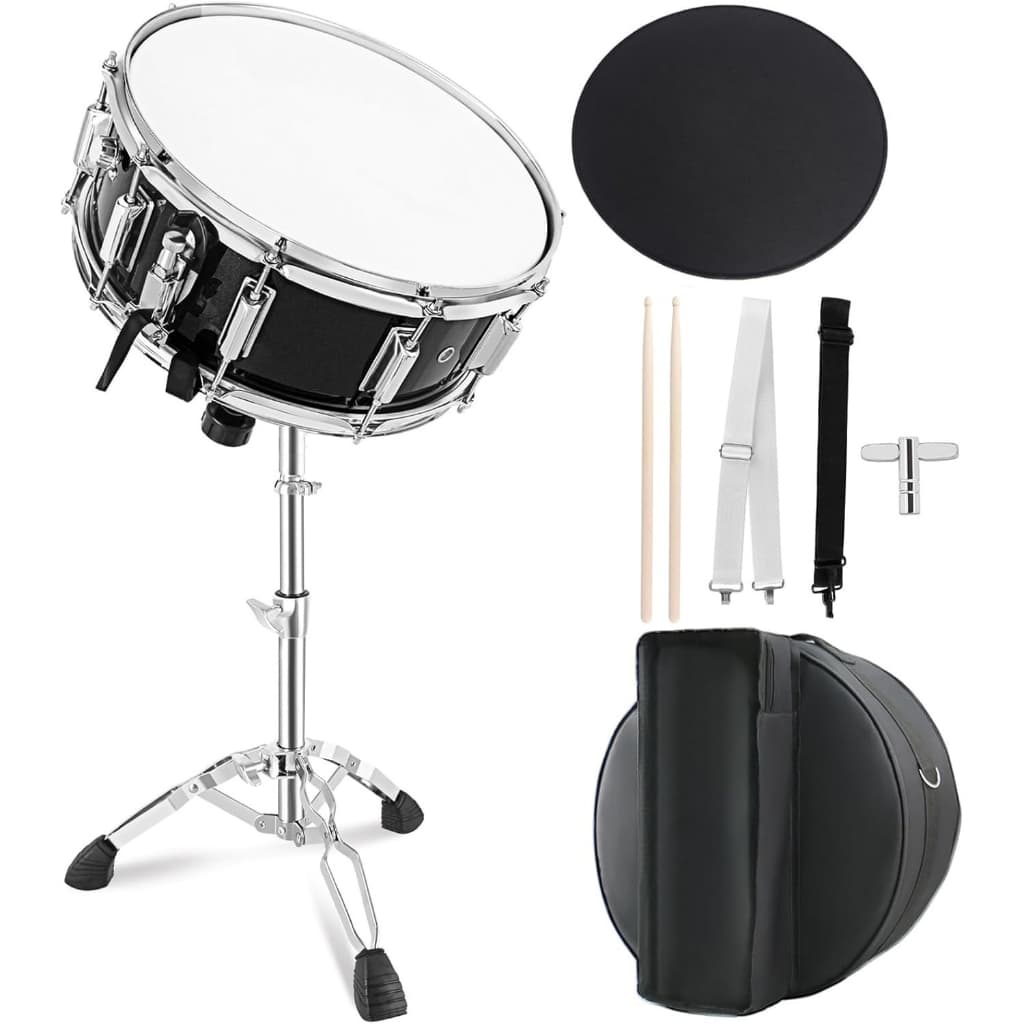 VEDO Caixa de Bateria 14x5,5 Polegadas para Iniciantes, Kit com Bolsa, Baquetas, Suporte