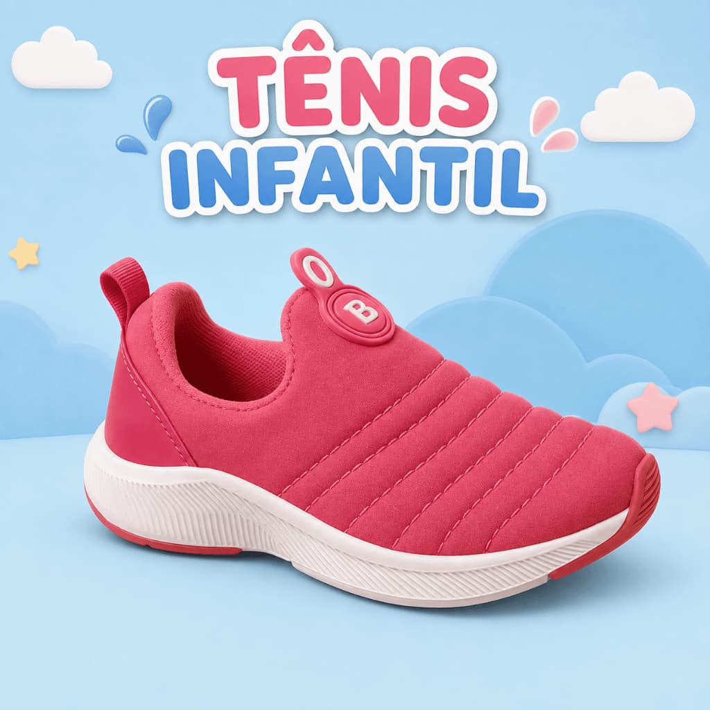 Tênis Infantil Slip On Calce Fácil Menino e Menina Leve Macio Confortável Prático