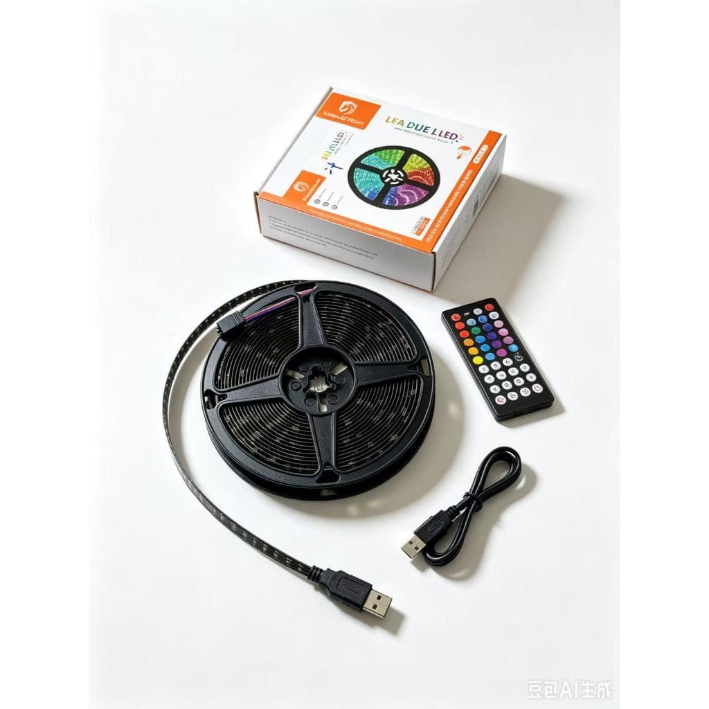 Fita de Luz LED RGB 5 Metros USB com Controle Remoto, Mudança de Cor, Decoração para Quarto, Sala, Festa, Iluminação Amb