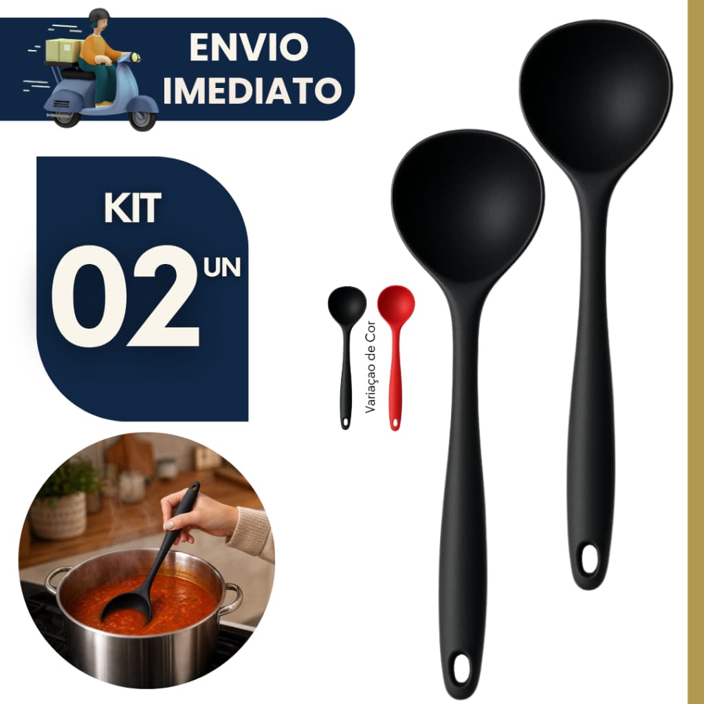 Kit 2 Conchas Silicone para Feijão Sopa Molho Ensopado Não Resistente ao Calor Cozinha Concha Grande