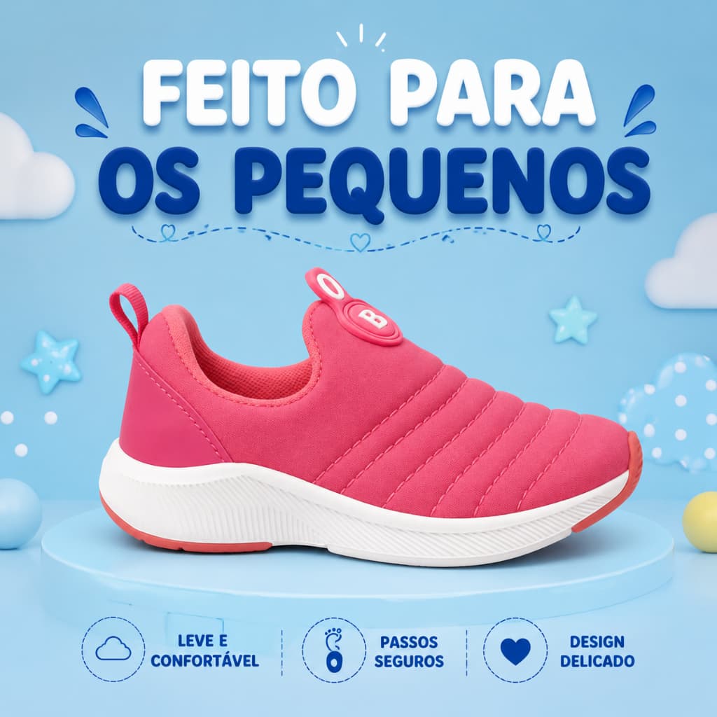Tênis Infantil Slip On Menino e Menina Leve Brincar Escola Macio Antiderrapante