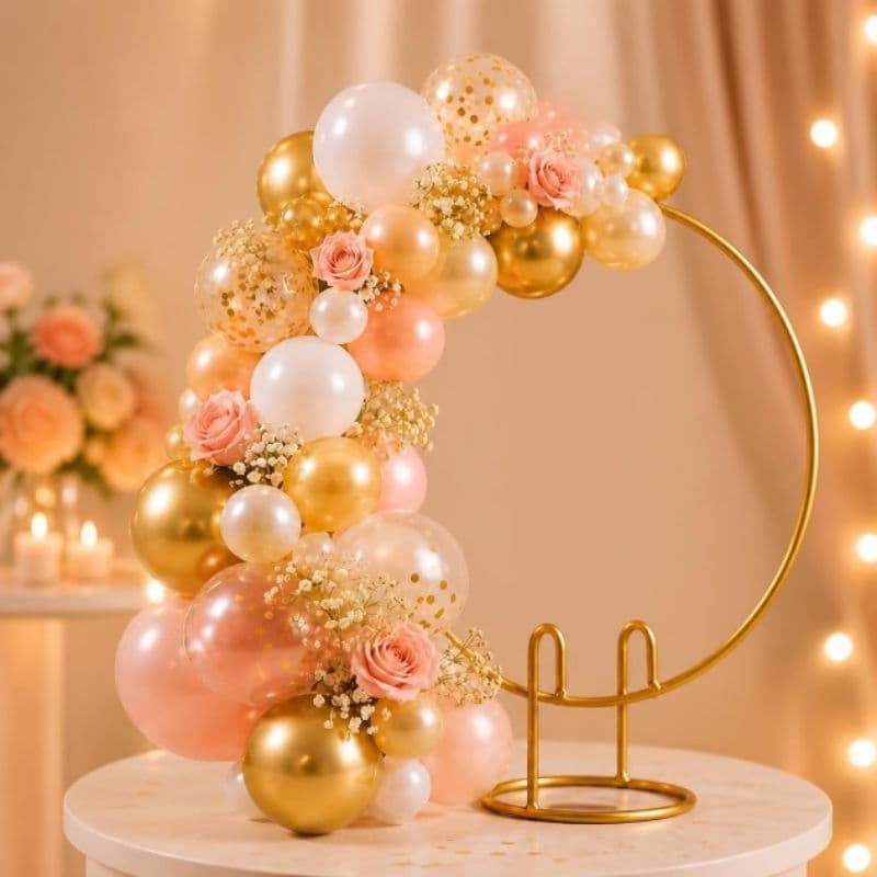Mini Arco de Balões 50cm – Aro Dourado para Decoração de Festas, Aniversário
