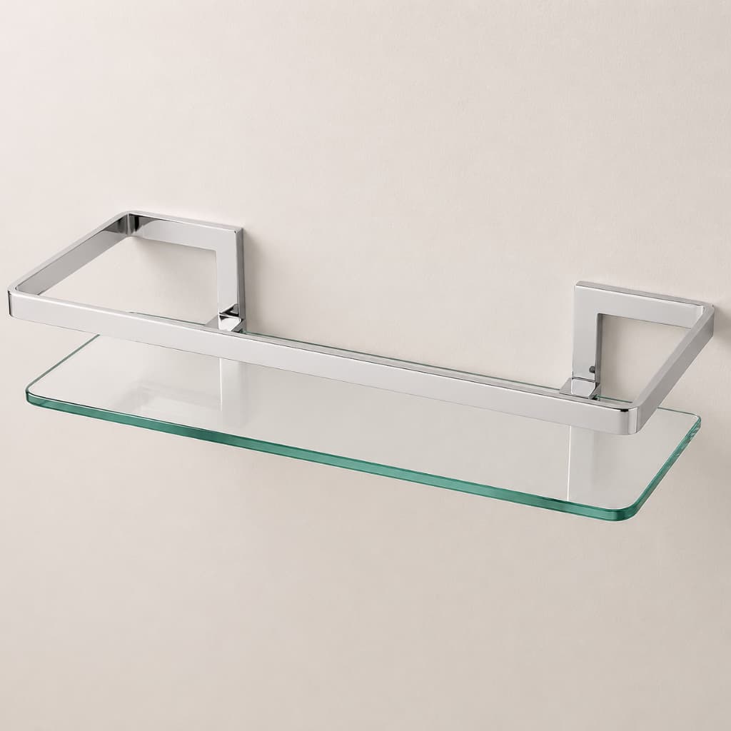 Porta Shampoo Para Banheiro 30cm Vidro 6mm Alumínio Suporte De Parede