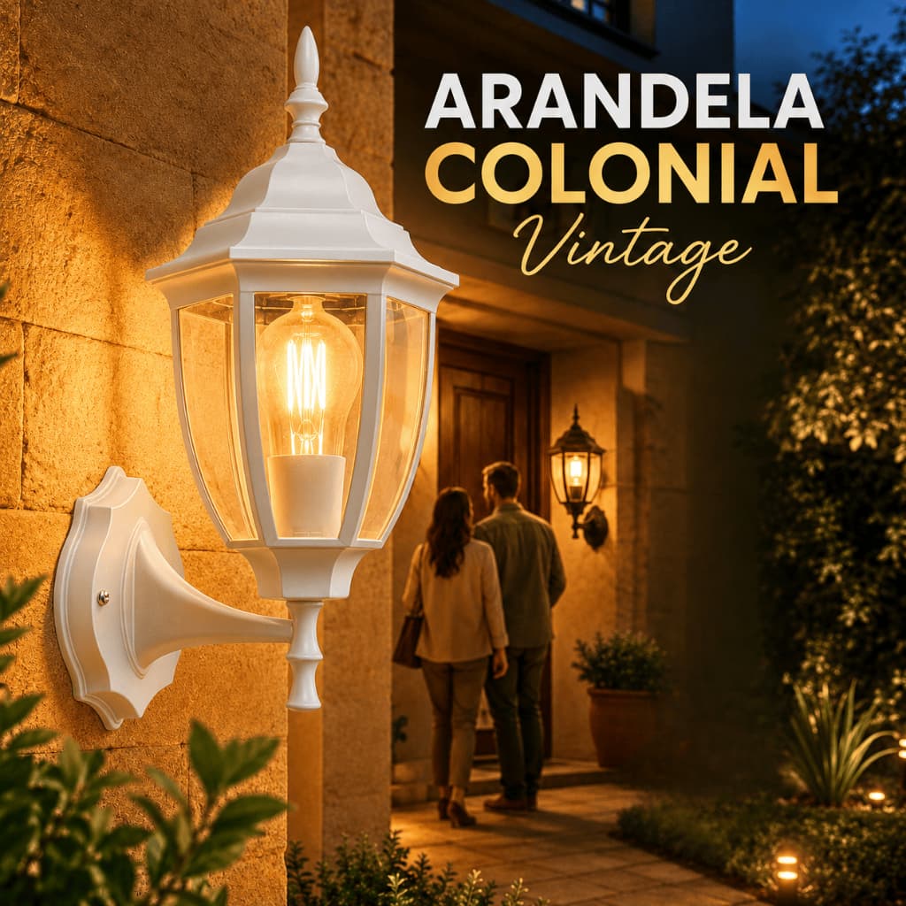 Arandela Parede Bivolt 110/220V Lâmpada E27 Colonial Branca Vintage Grande Vidro Luminária Modelo