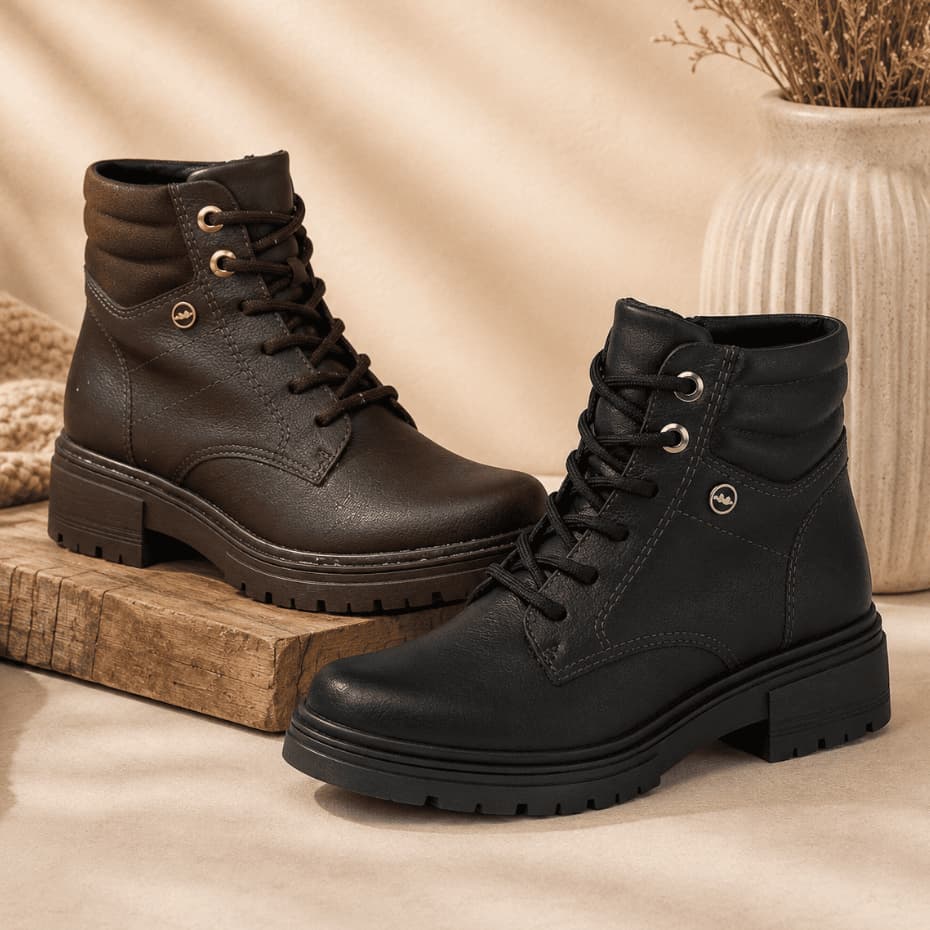 Bota Coturno Dakota Em Couro Cadarço D0451