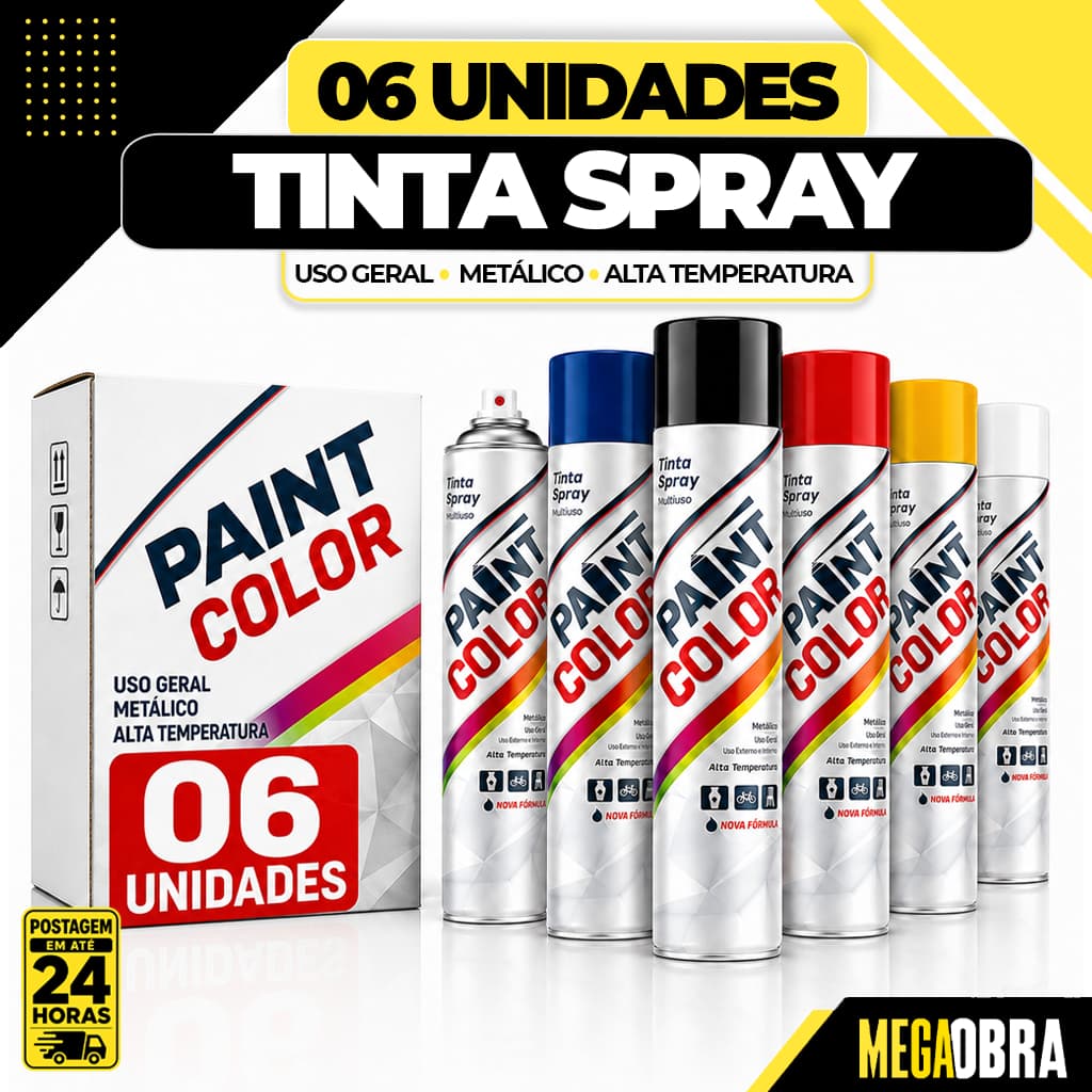 Kit 06 Tinta Spray Paintcolor CAIXA FECHADA Uso Geral Metalica Alta Temp Escolha A Cor