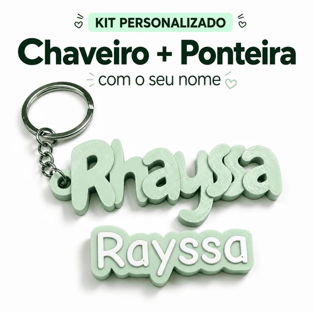 Kit Chaveiro Personalizado + Ponteira para Lápis ou Caneta | Lembrancinha Presente