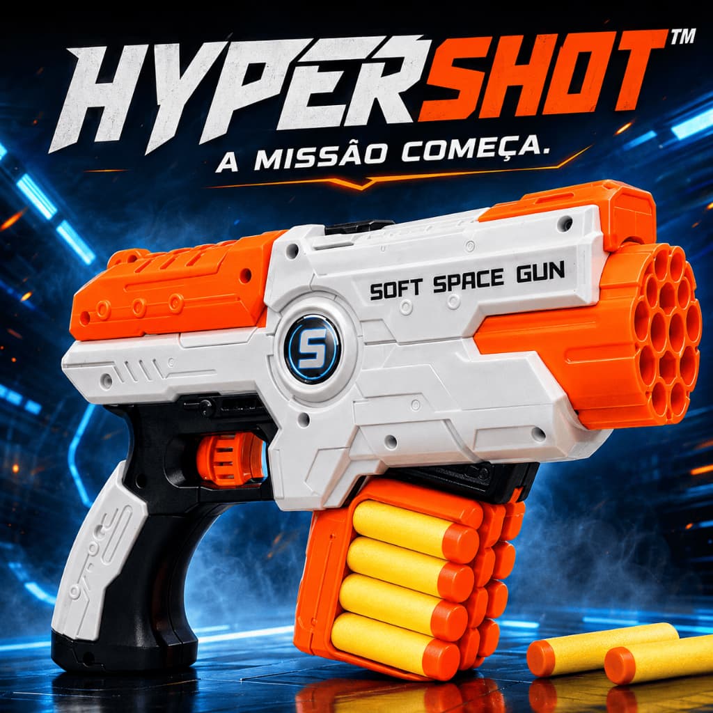 Brinquedo Lança Dardos HyperShot Espuma Disparo Rápido Kit Refil e/ou Pente Tiro ao Alvo Seguro Infantil Unissex