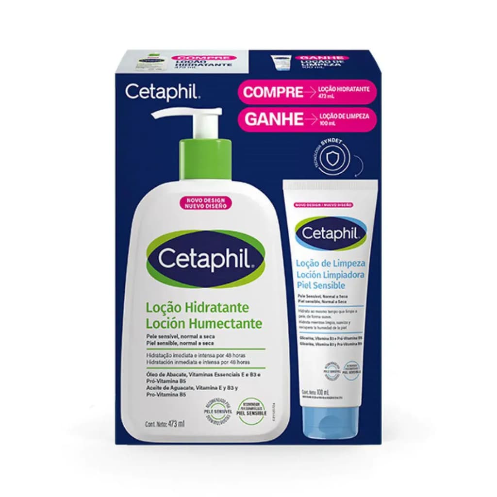 Kit Cetaphil Creme Hidratante 473g + Loção de Limpeza 100ml