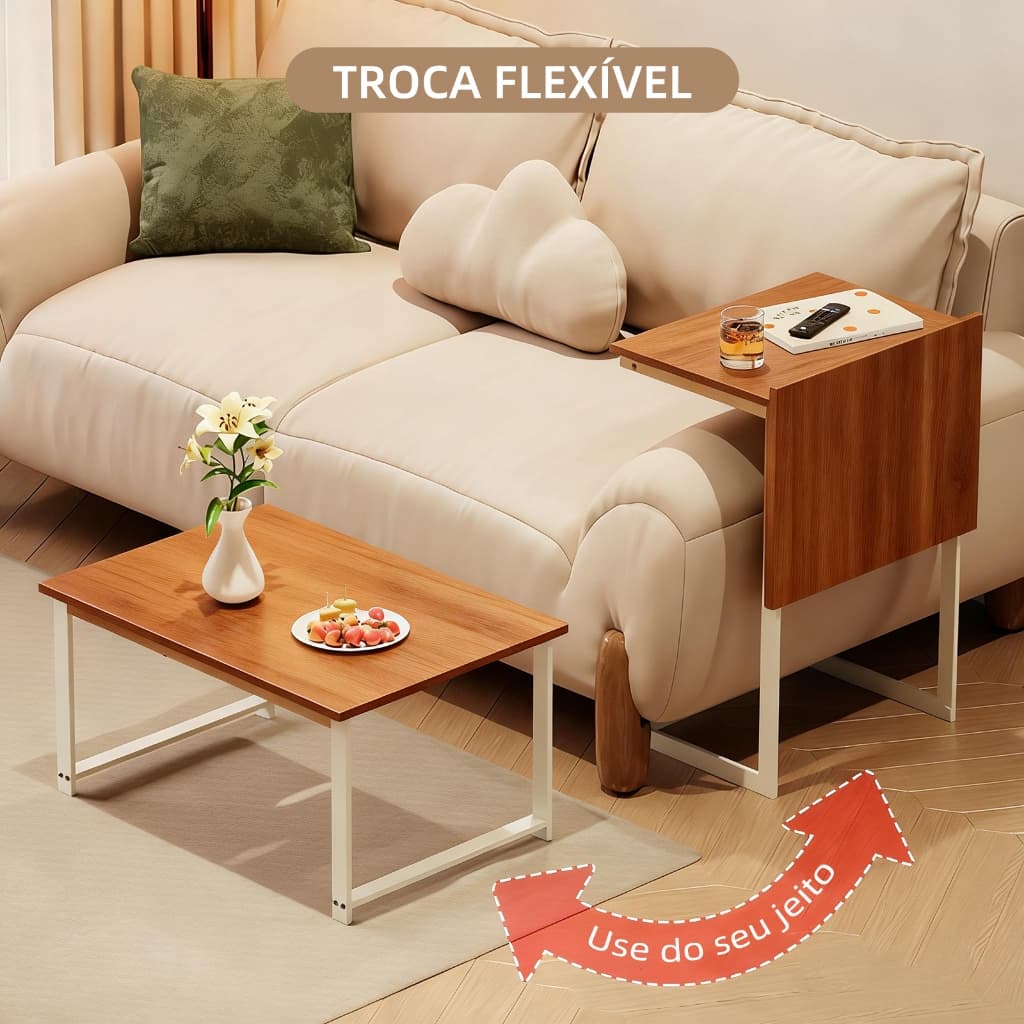 Mesa Lateral Multifuncional Sofa Cama Mesa de Cabeceira Mesa de Centro Compacta Apoio Notebook