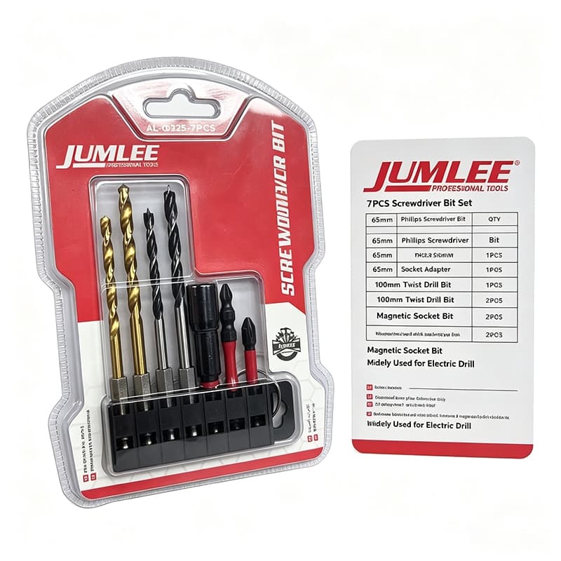 Kit 7 Peças Brocas e Pontas Magnéticas JUMLEE Suporte Organizador Compatível com Furadeira e Parafusadeira