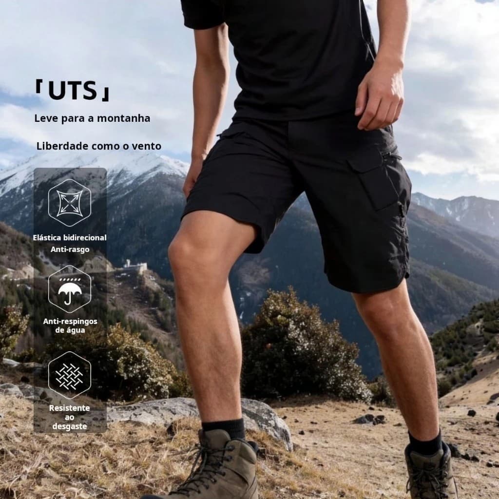 Bermuda Tática Masculina Cargo Ripstop Impermeável Multibolsos Shorts para Camping Trabalho Outdoor M‑5XL