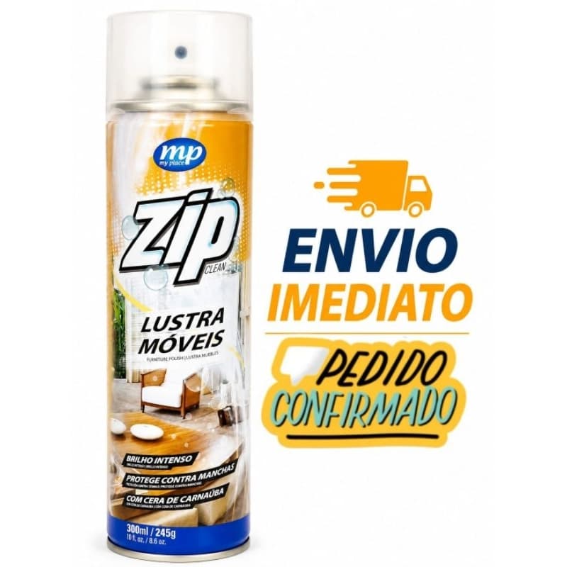 Kit 1 ou 2 Lustra Móveis Zip Clean Carnaúba Brilho Intenso 300ml Proteção Contra Manchas