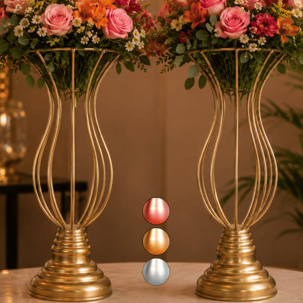2 Vaso Dourado Armação jarros Para Pedrarias Decoração Casamento e Festa luxo