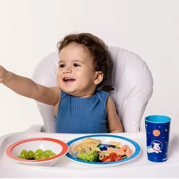 Kit refeição Infantil Buba Animal Fun | 3 Peças: Prato Bowl e Copo | Pode ir no microondas.
