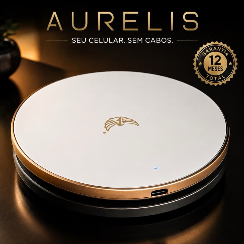 Carregador Rápido por Indução Sem Fio 15W com LED -