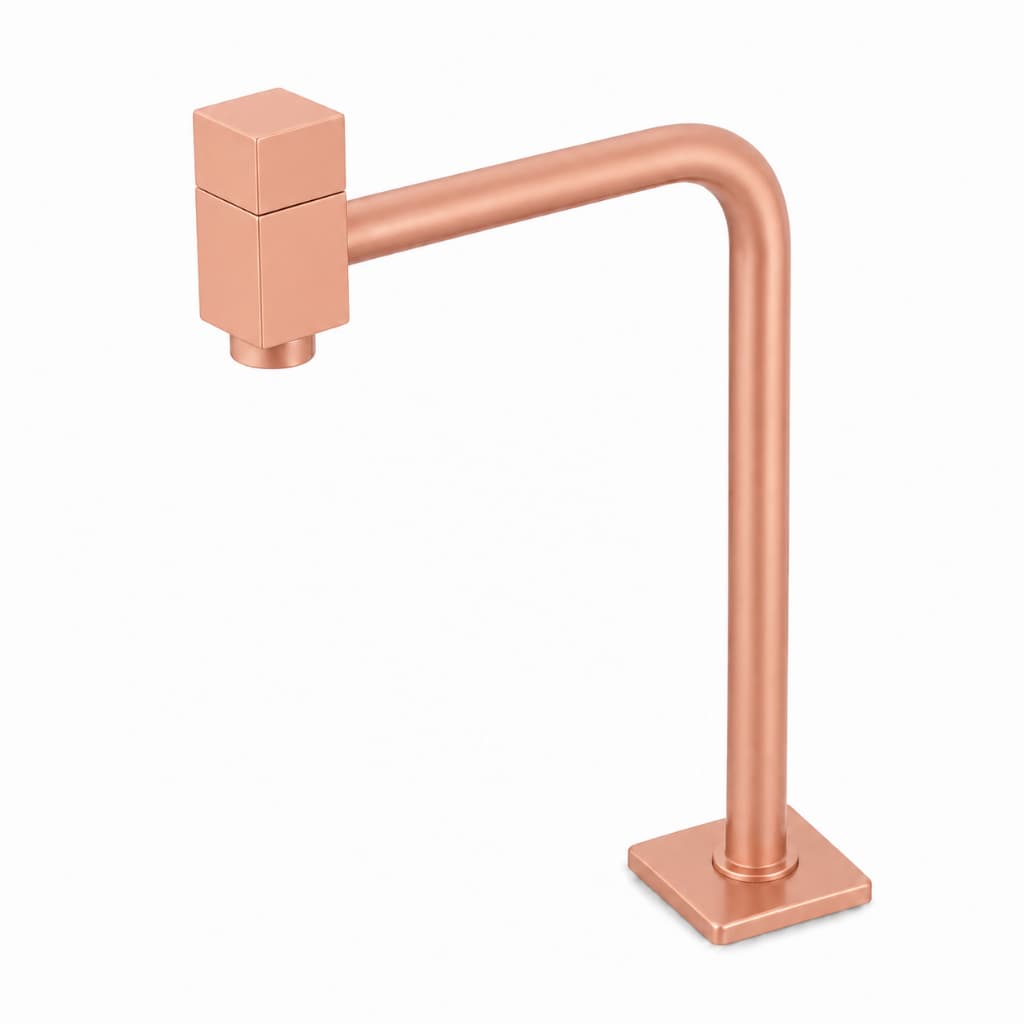 Torneira  banheiro metal Lavatorio Cuba alta 90° Rose quadrada