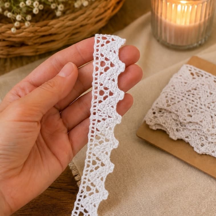 Renda Algodão 1,4cm 10m Entremeio Artesanato Costura Personalização Boneca Roupa Decoração Acabamento