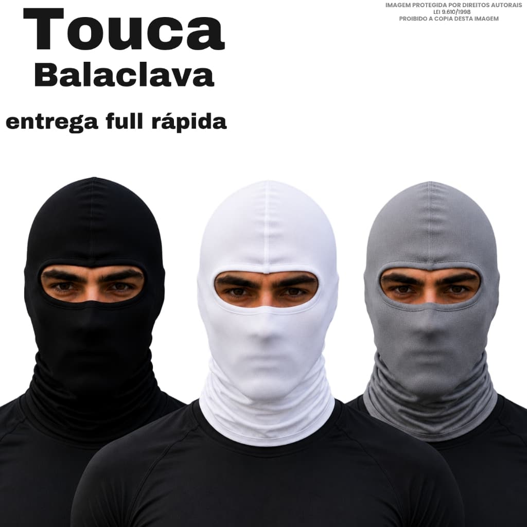 Touca Ninja Balaclava UV50+ Proteção Solar Térmica Motoqueiro Motoboy Máscara Frio Sol Toca Preta Ciclismo Corrida