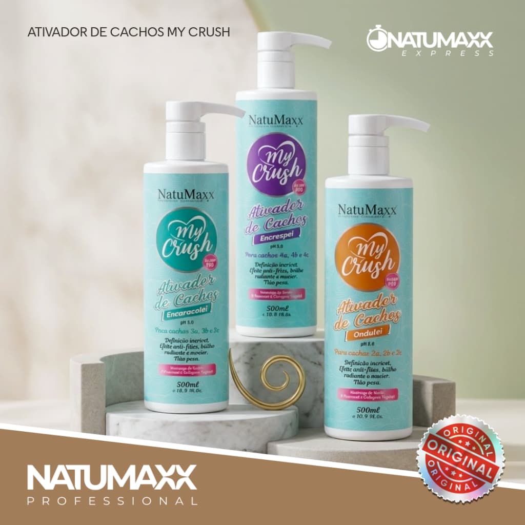 Ativador de Cachos Natumaxx My Crush 500ml - Definição, Hidratação e Controle de Frizz para Todos os Tipos de Cabelos