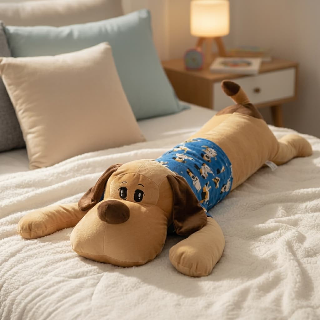 Travesseiro Corpo Dog Camiseta Removível Xuxão Pelúcia Grande Antialérgico