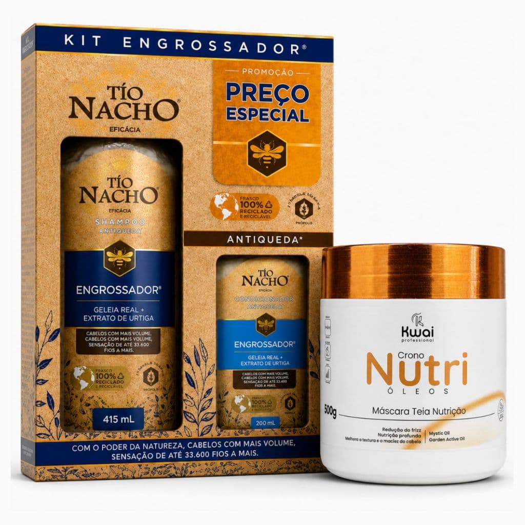 KIT Tio Nacho Engrossador + Máscara Efeito Teia Bronze 500g Mega Reconstrução
