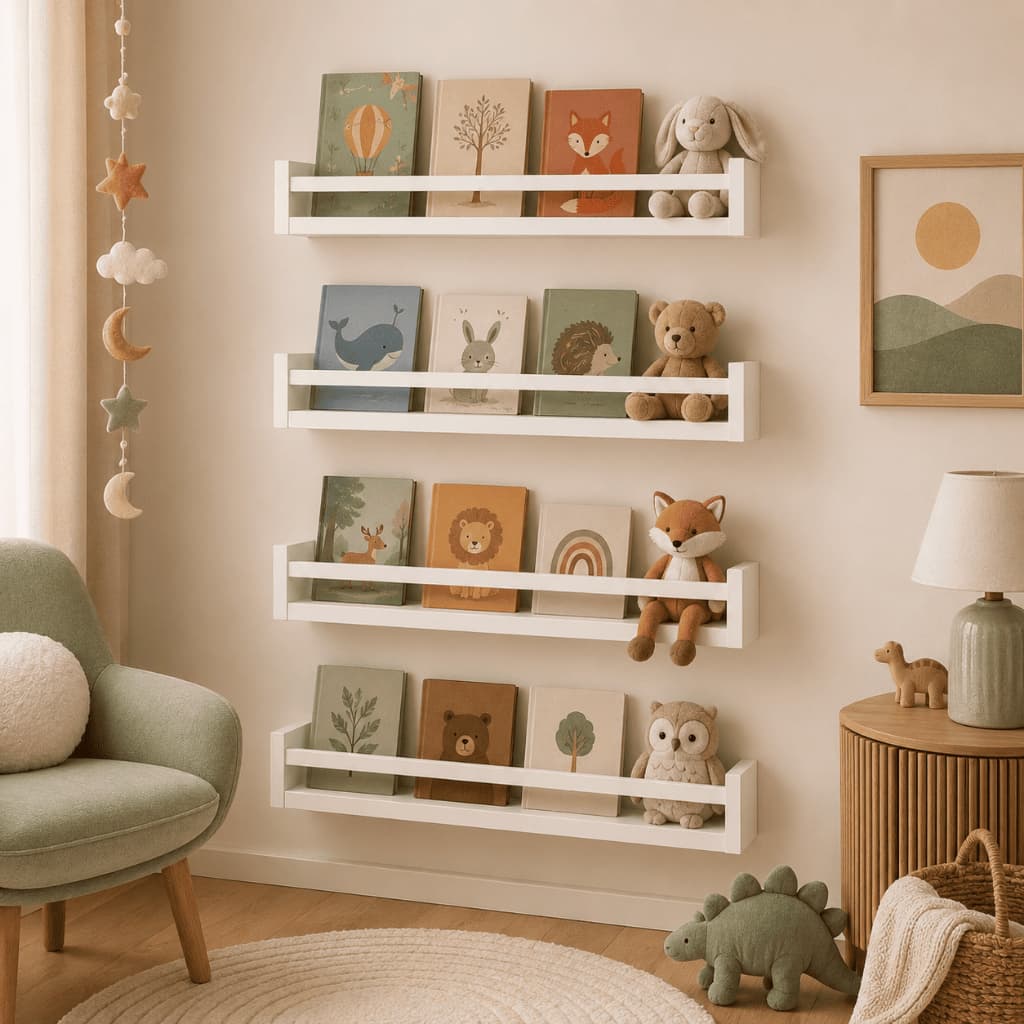 Kit 4 Prateleiras Montadas - MDF Branco Para Livros Revistas Infantil Decoração