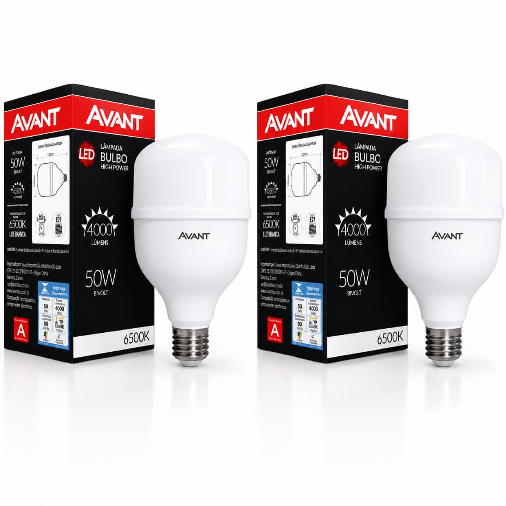 Kit 2 Lâmpadas Bulbo Led 50w Avant