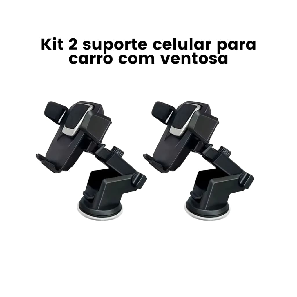 Kit 2 Suportes de Celular GPS Para Carro Veicular Com Ventosa Gruda no Painel e no Para-Brisa Universal Uber 99 Taxi