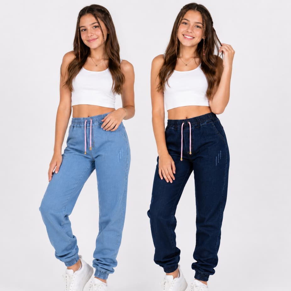 calça jeans juvenil jogger feminina do 10 ao 16