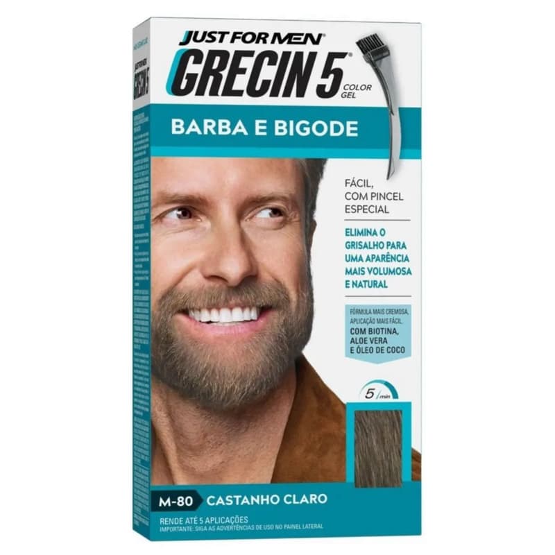 Gel Color Barba e Bigode Grecin 5 Masculino Elimina Grisalho