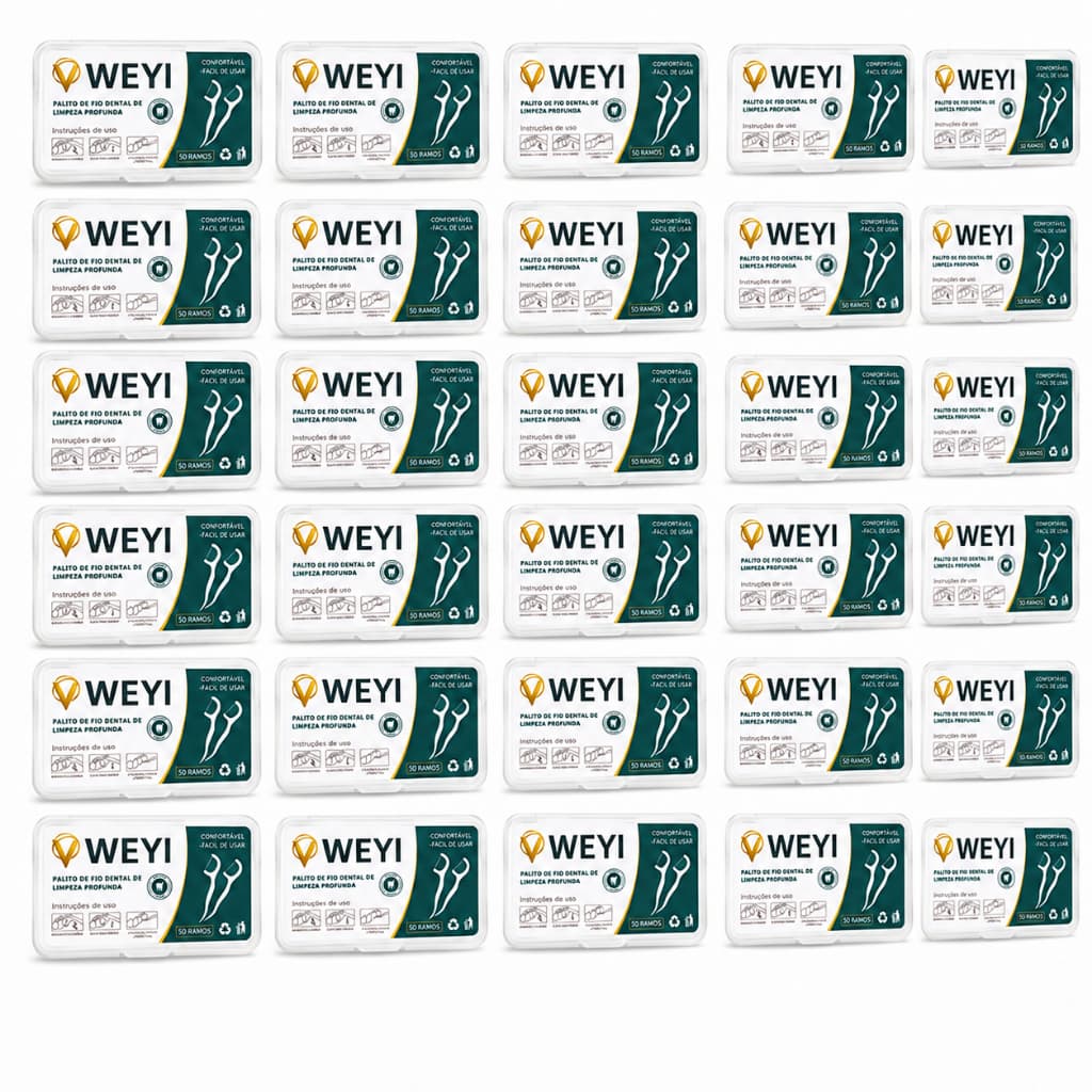 Kit 1500 Fios Dentais com Haste Ultrafina Arqueada 30 Caixas Higiene Bucal Limpeza Dental