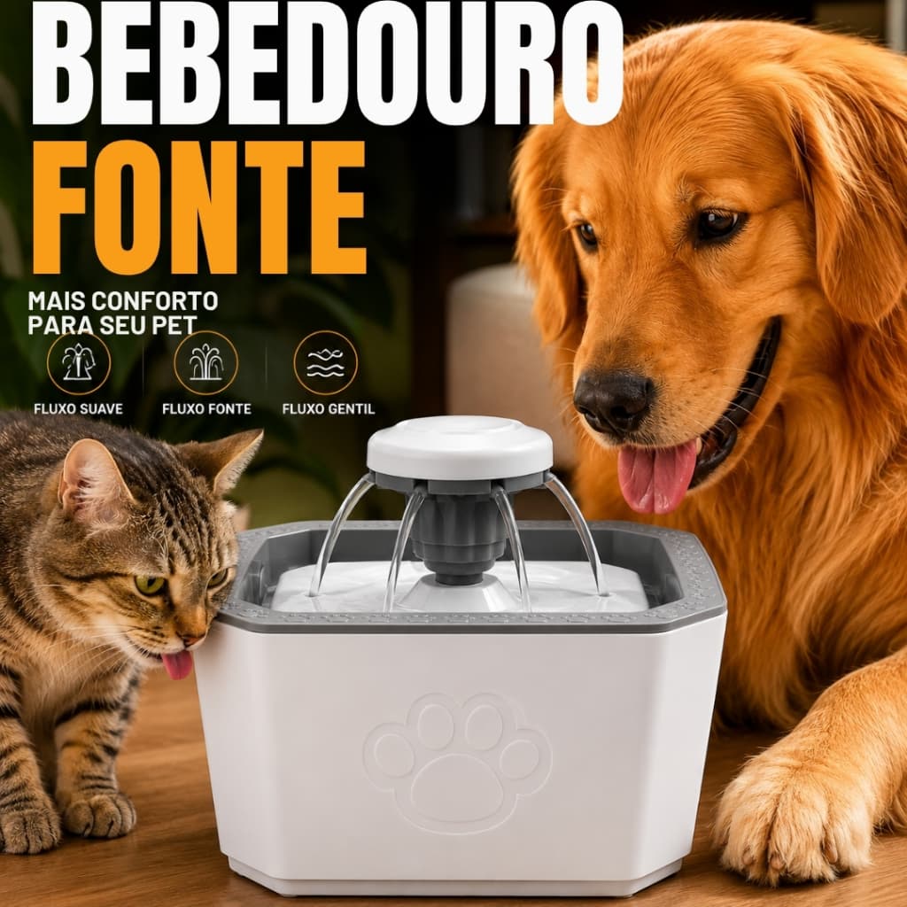 Bebedouro Fonte Para Gatos e Cachorros 3 Modos de Água Automático Pet 20cm