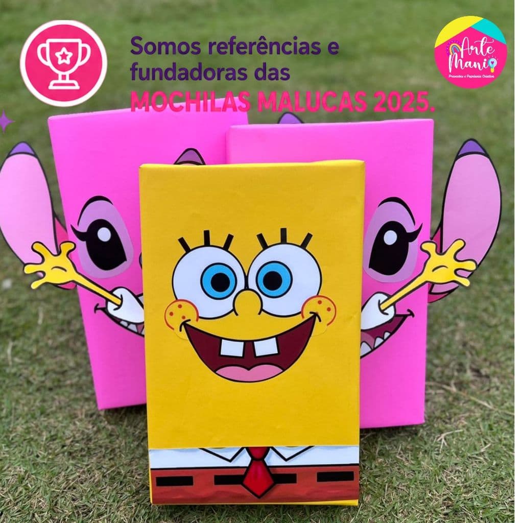 Mochila Maluca Bob Esponja Infantil 40x24cm l Já Pronta