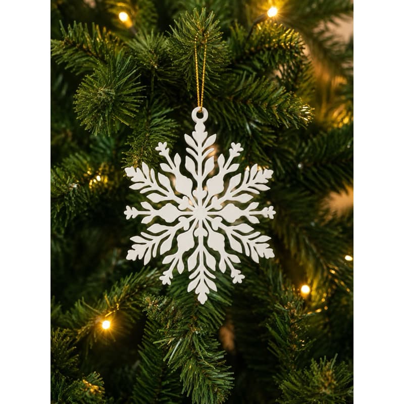 Kit 10 Enfeites de Natal Flocos de Neve Branco – Decoração para Árvore Natal