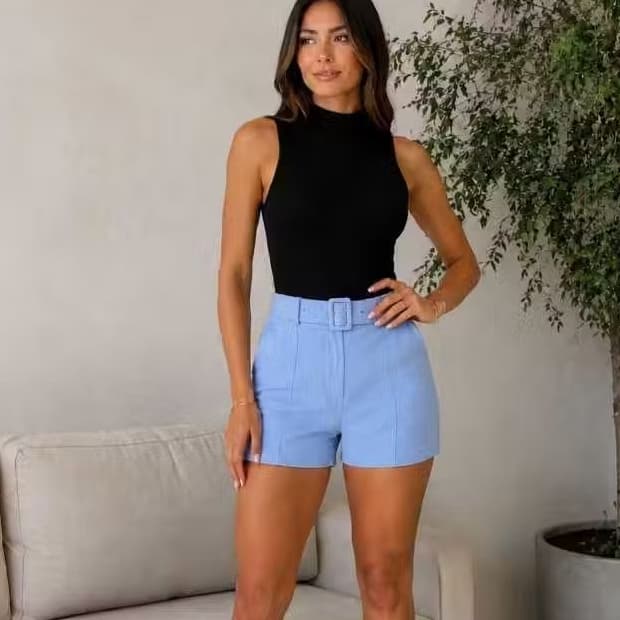 SHORTS DE ALFAIATARIA FEMININO COM CINTO | P AO GG | VÁRIAS CORES