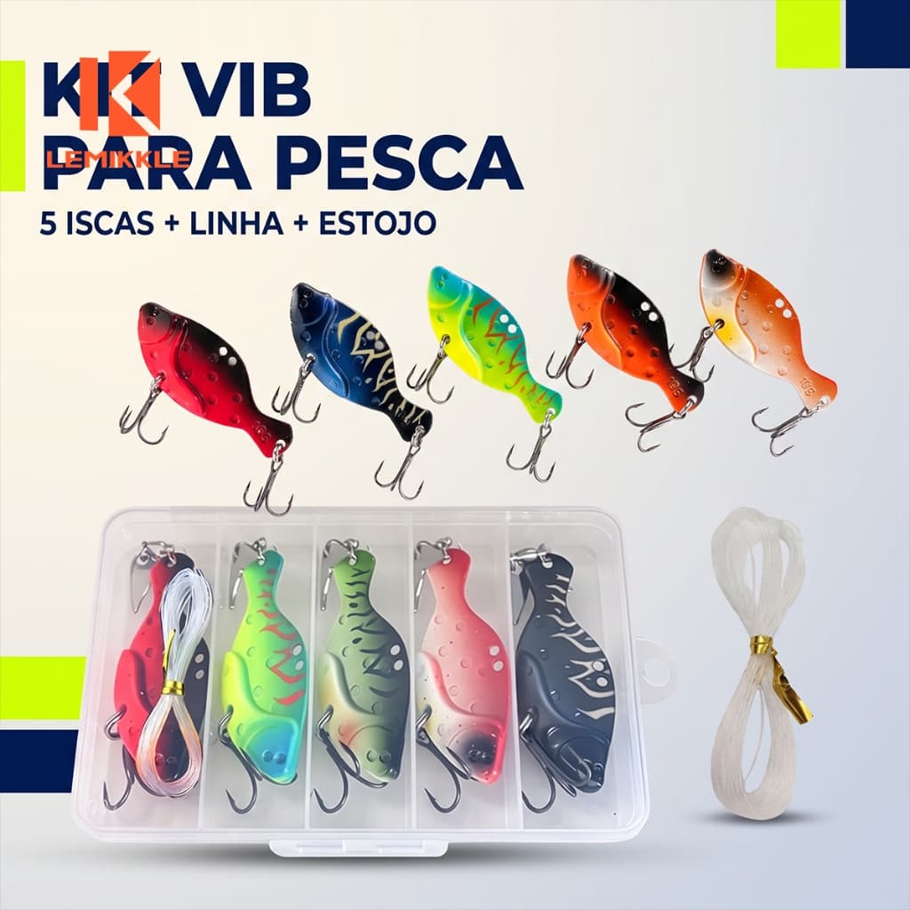 LEMIKKLE - Conjunto 5 Iscas VIB 5g, Isca de Vibração Metálica com Estojo para Pesca Esportiva