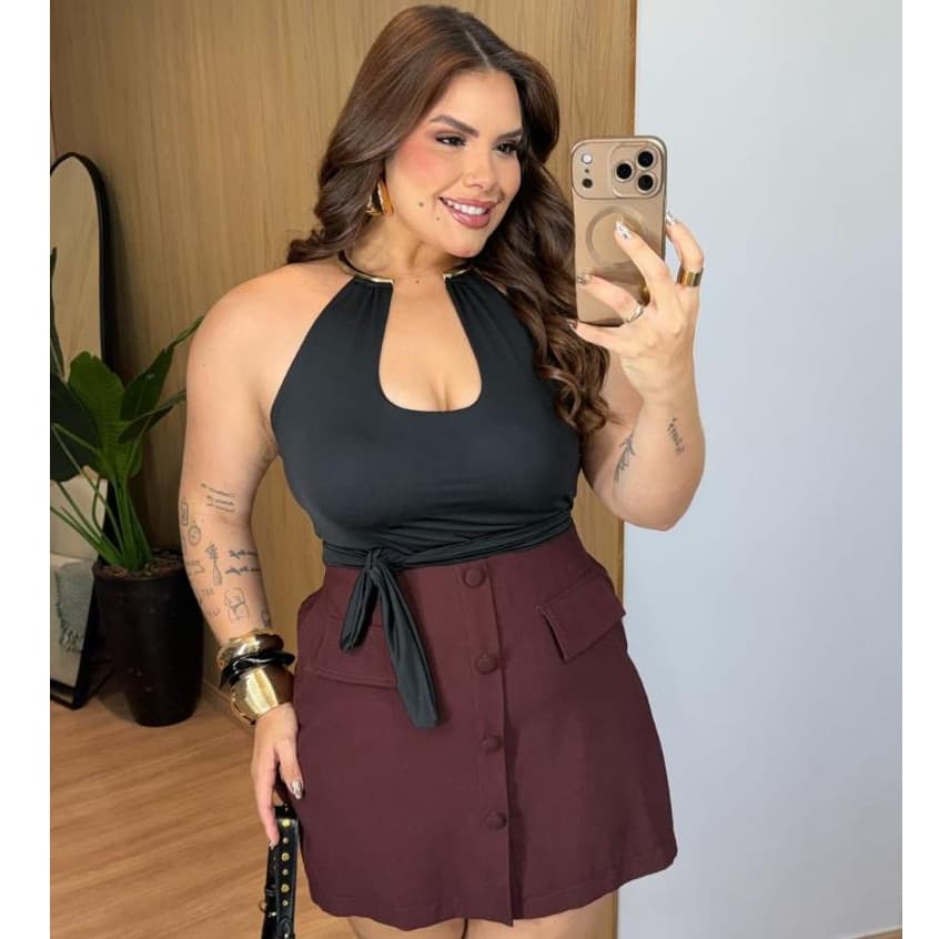 Cropped Feminino Com Bojo Plus Size Blusa Cropped Curve
