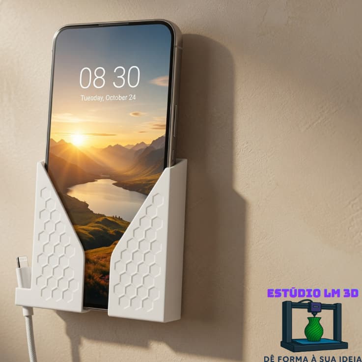 Suporte de Parede para Celular Moderno e Funcional | Organizador Multifuncional para Carregamento