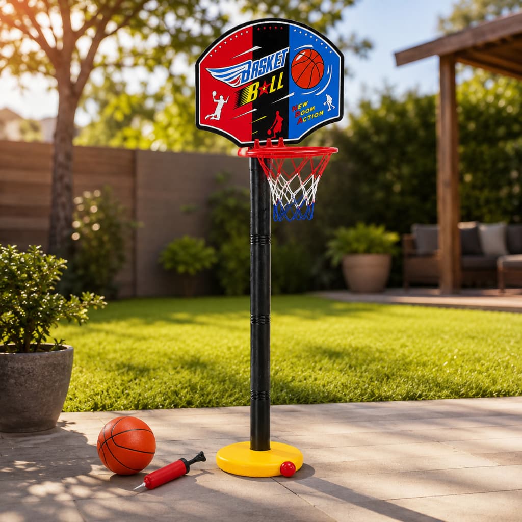 Kit Basquete Infantil 118cm Tabela Cesta Bola Bomba Jogo Esportivo Criança Brinquedo Completo Lazer