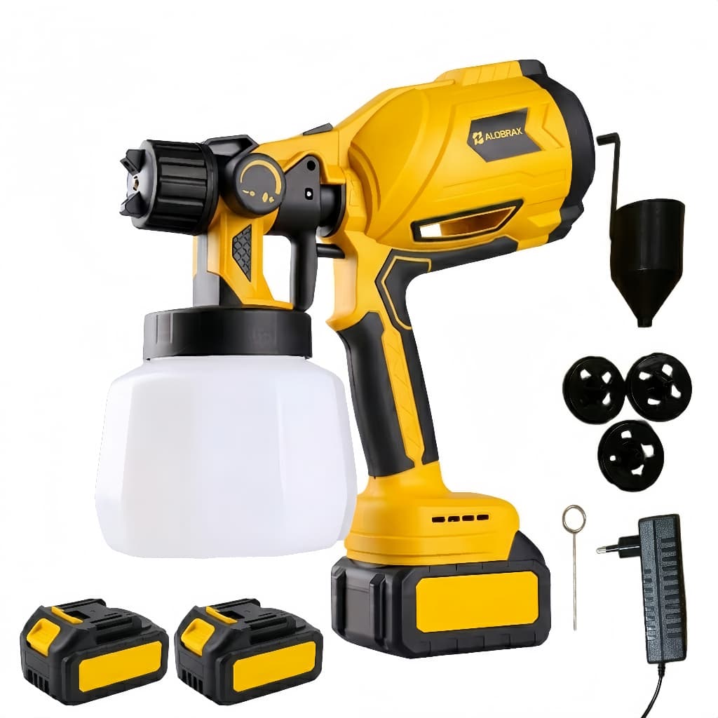 Pistola De Pintura 48v Recarregável 1.2L Pulverizador 2 Bateria 48V Pulverizadora Spray Profissional Multifunções
