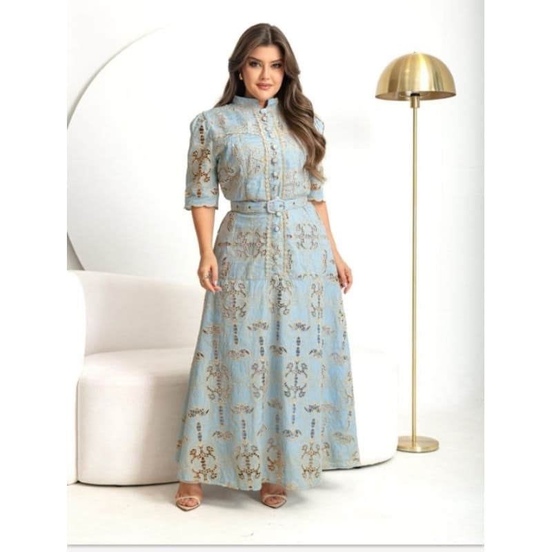 VESTIDO LONGO BORDADO RICHELIEU