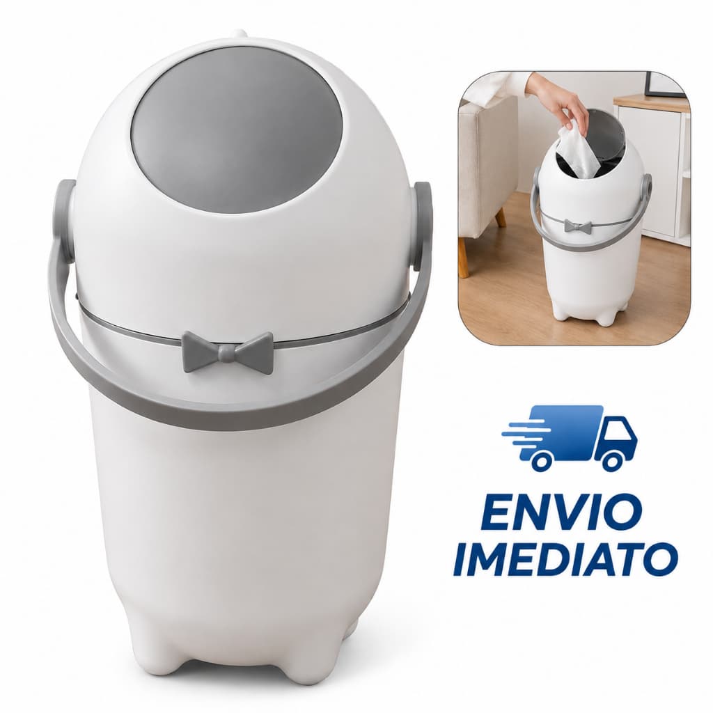 Lixeira Antiodor 10 Litros com Tampa Giratória para Fraldas Bebe Banheiro Lixo Mágico Branca
