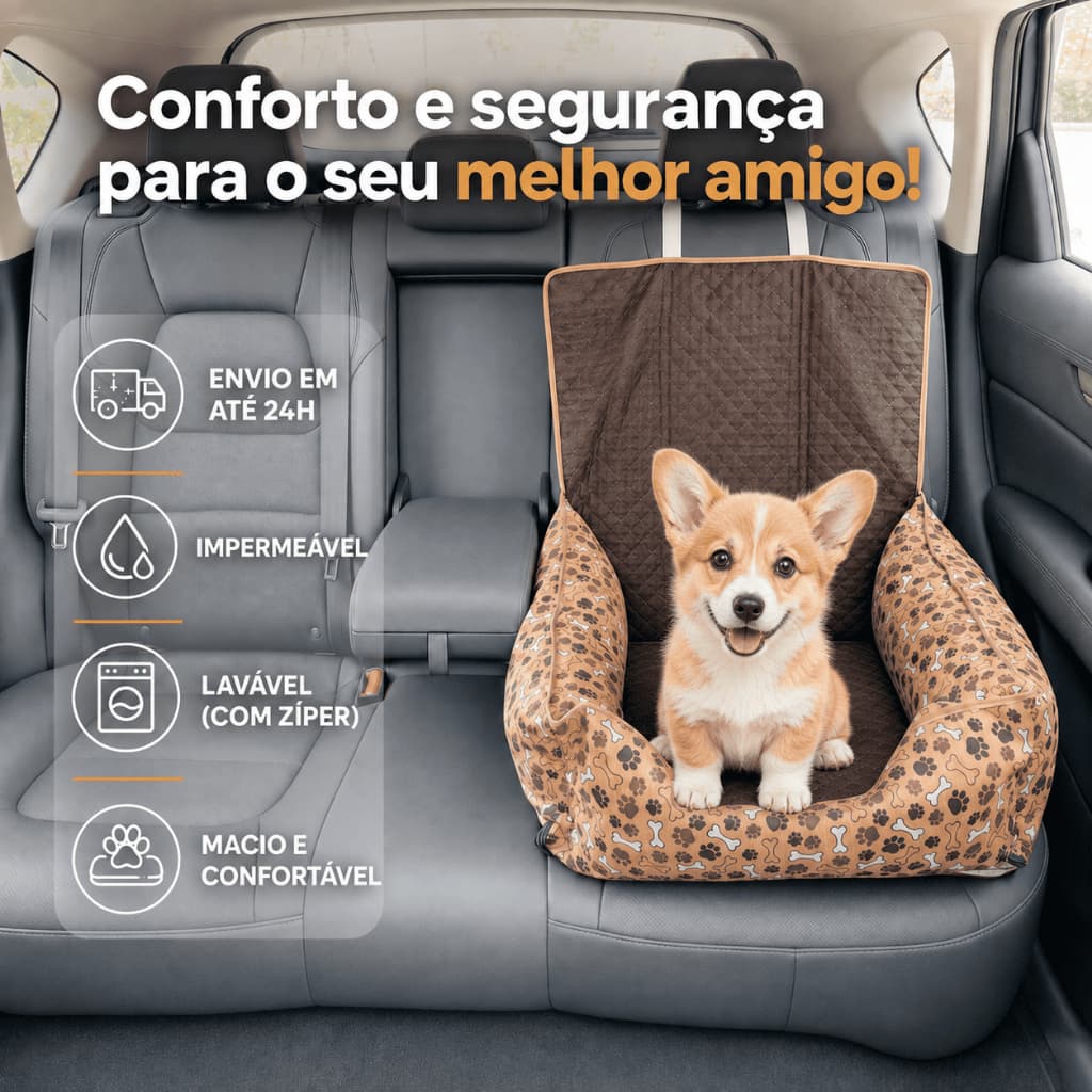 Capa Protetora Banco de Carro Pet Fundo Impermeável Lavável Cama para Cachorro e Gato Pequeno