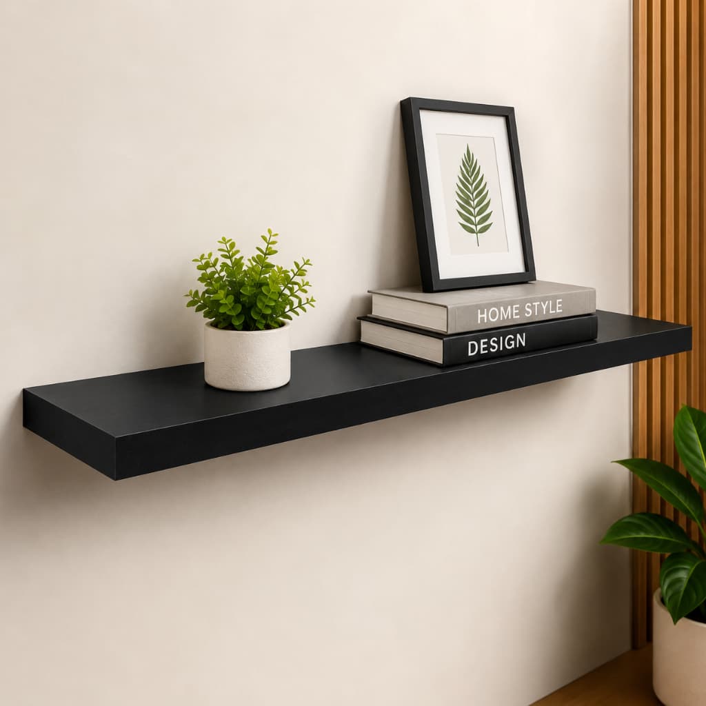 1 Prateleira MDF Lisa Flutuante Reforçada 30mm Espessura 80x25 - Acompanha Kit Suporte Invisivel