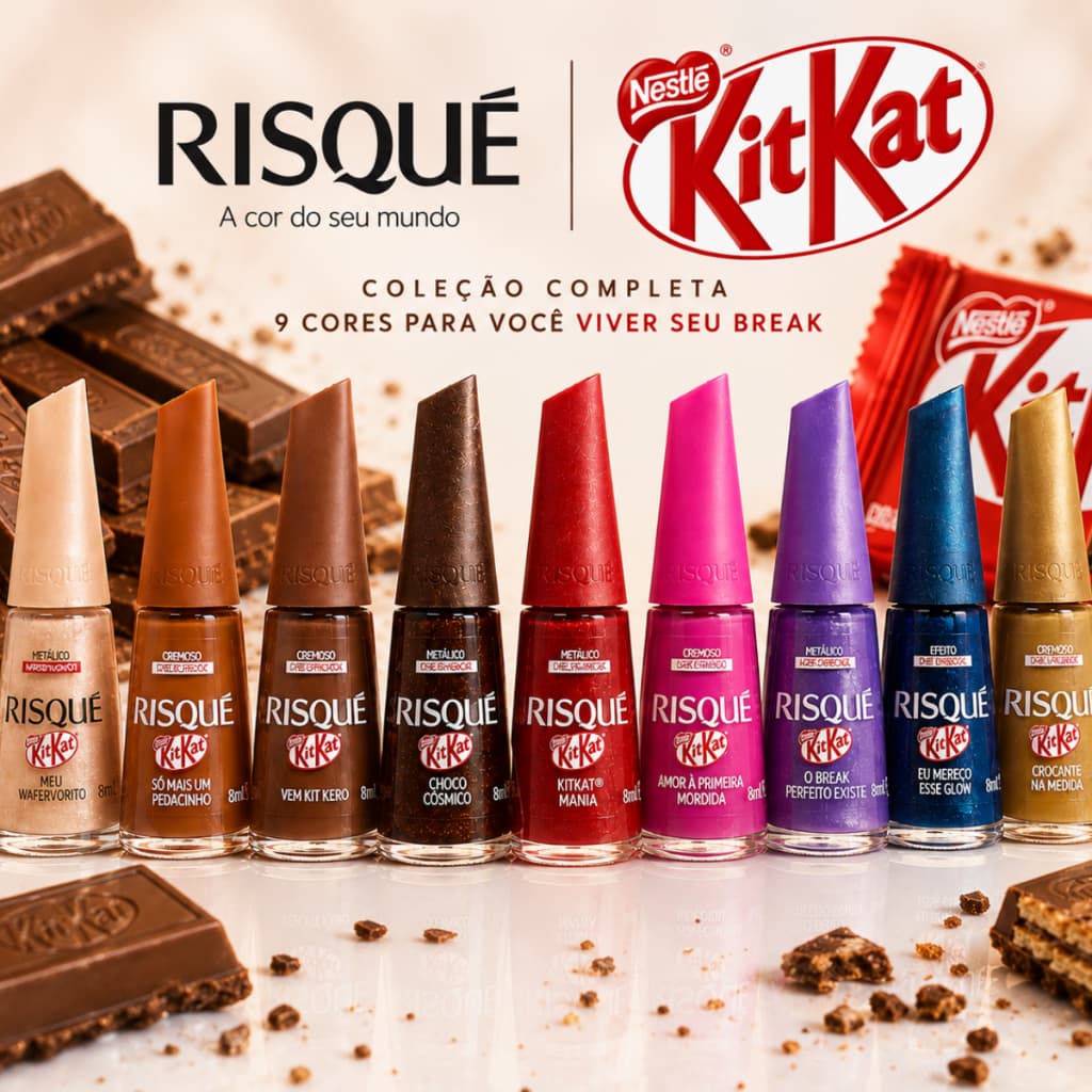 Esmalte Risque Coleção Kitkat Amor À Primeira Mordida 8ml