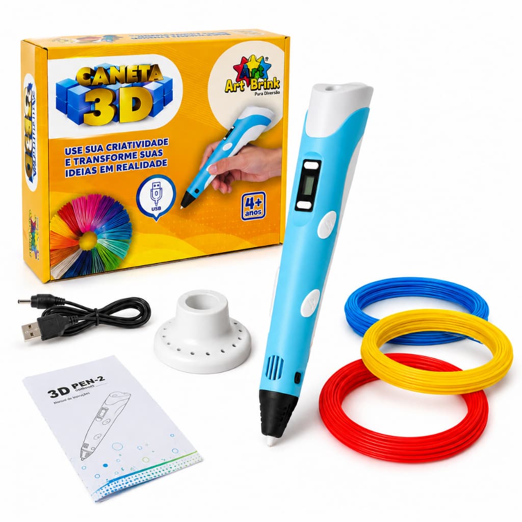 Caneta 3D Infantil Com  Filamentos PLA 1,75mm USB Impressora 3D